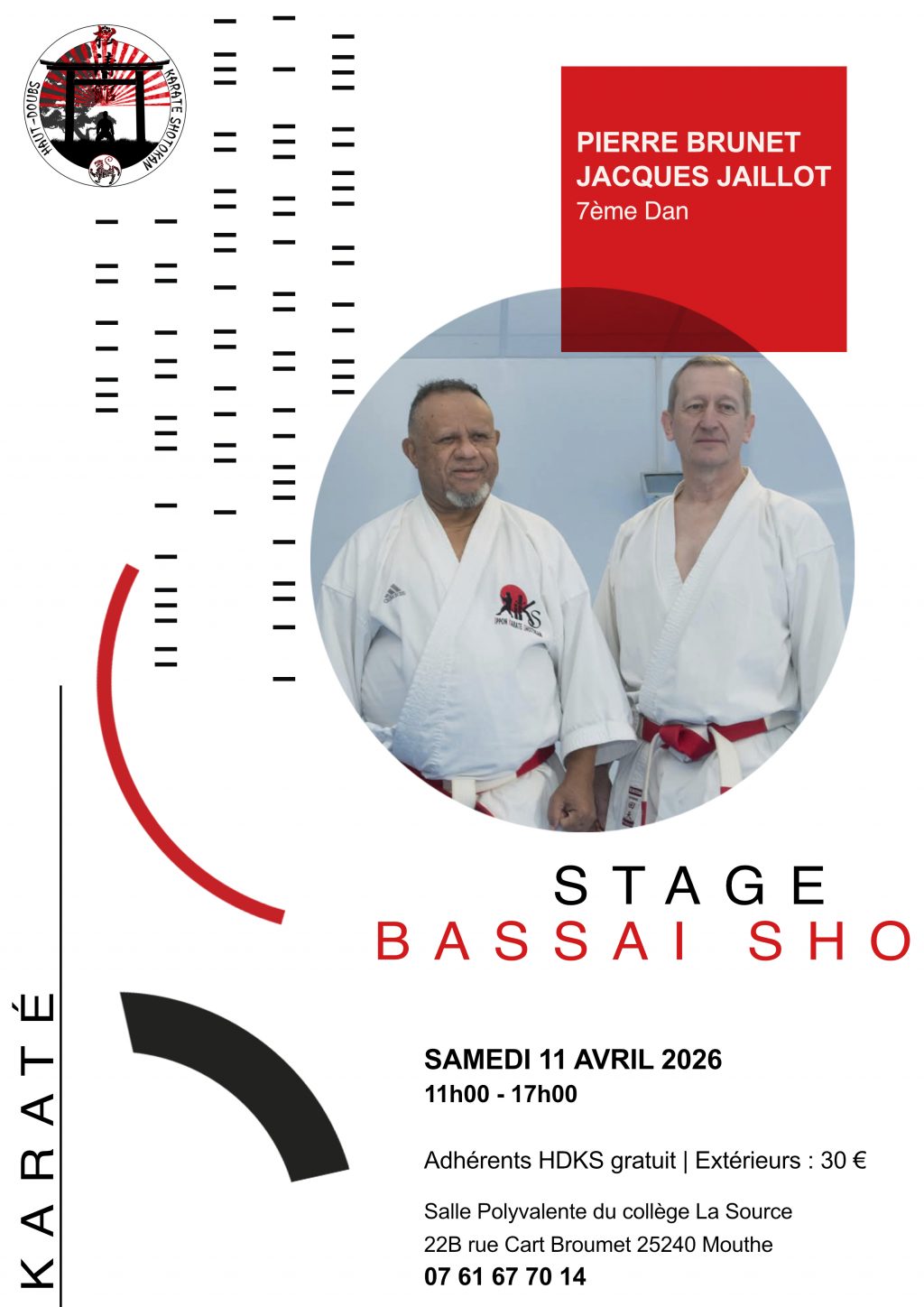 Affiche du stage Bassai Sho le 11 avril 2026 à Mouthe